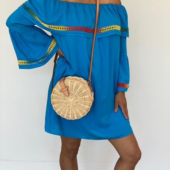 Entro Dresses & Skirts - Off-The-Shoulder Turquoise Tunic Top Mini Dress